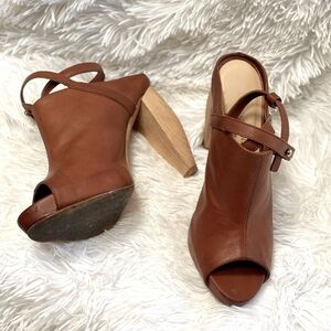 loeffler randall ginevra brown leather mule sandals size 7